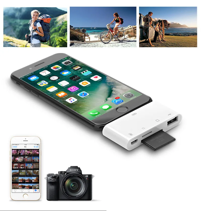 

4in1 OTG Card Reader iOS Phone SD TF Memory Card Writer USB 2.0 Camera Connection Kit Adapter for iPhone X XS MAX XR 6 7 8 iPad