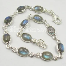 Chanti Международный Серебряный Синий флэш Лабрадорит мульти браслет с драгоценным камнем 7 1/2 дюймов