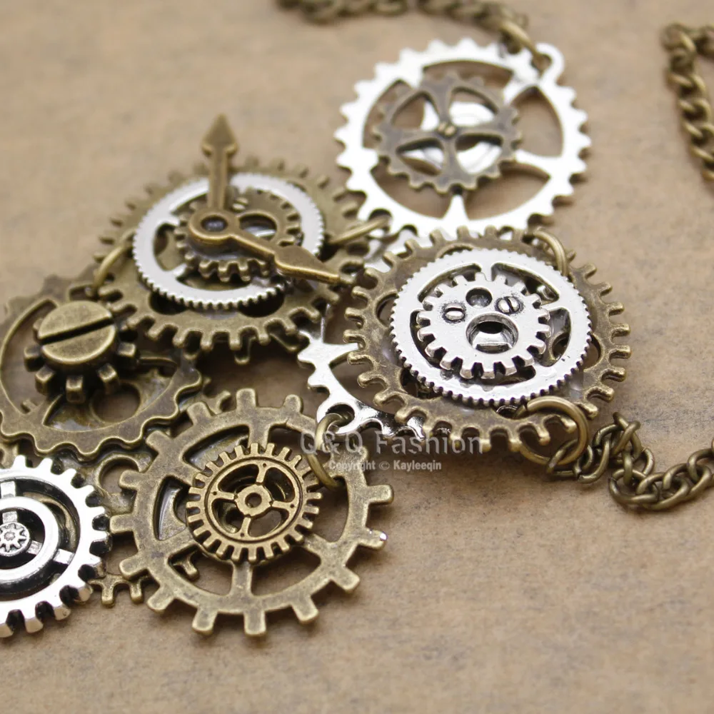 Винтажные часы с золотым и серебряным покрытием часовой стрелкой Cog Steampunk цепочка