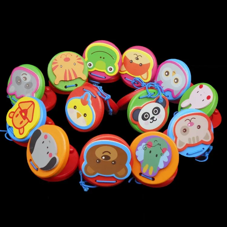 Free shipping Kids Wooden font b Toy b font Musical Instruments Castanets Children color Castanets castanet