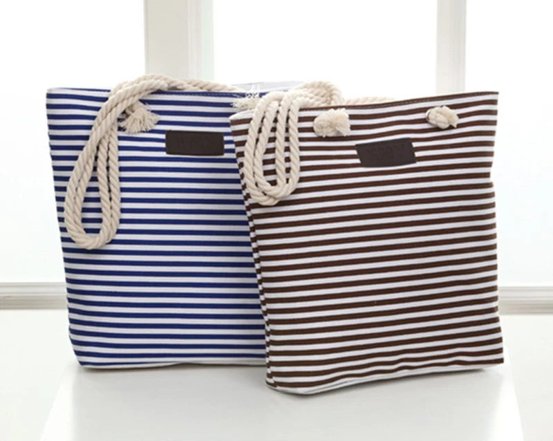 Новая стильная простая полосатая Хлопковая сумка модные сумочки для покупок женские холщовые сумки на плечо пляжная сумка-мессенджер ag для путешествий