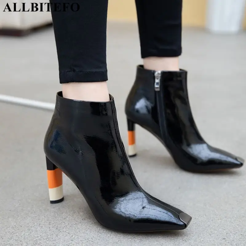 ALLBITEFO/Размеры: 36-43; пикантные женские ботинки на высоком каблуке; высококачественные женские ботильоны с металлическим носком; женская обувь на высоком каблуке; модные ботинки