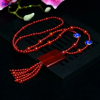

JoursNeige Red Natural Crystal Necklace No Thing Brand Tassel Crystal Pendant Beautiful Lucky for Women Sweater Chain Jewelry