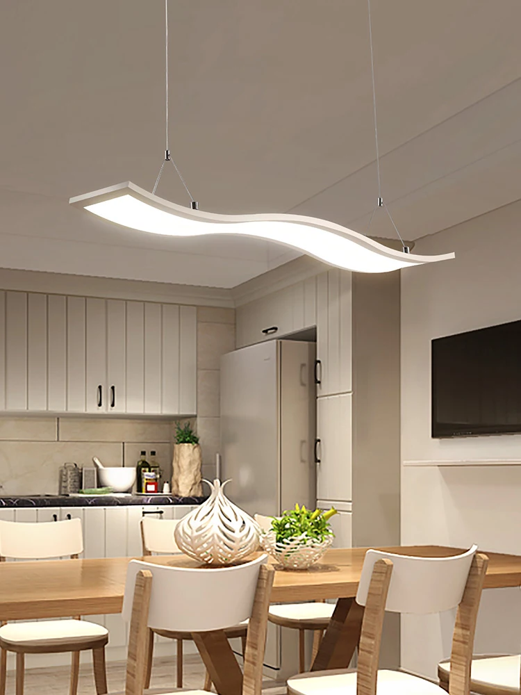 

Ultra-thin curved chandeliers Simple modern restaurant lights rectangular creative personality art atmosphere new led lamps