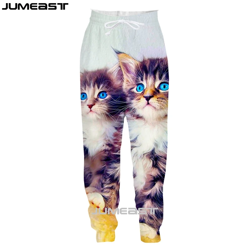 Jumeast бренд для мужчин/для женщин 3D Печатных Аниме животных кошка повседневное длинные брюки для девочек спортивный пуловер длина пот