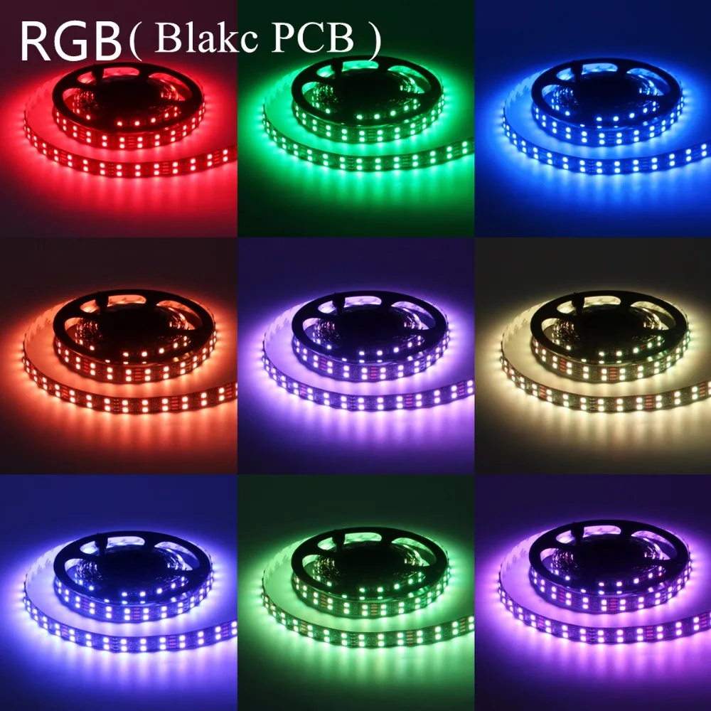 Двухрядная RGB Светодиодная лента Водонепроницаемая 5050 120 светодиодный s/m 5 м DC 12 В 24 В Черный PCB Белый PCB RGBW RGBWW светодиодный светильник Гибкая неоновая лента Luz