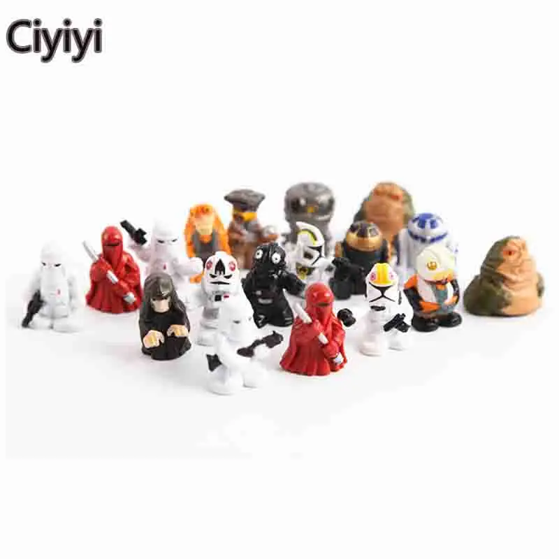 

18 pcs/lot Star Wars Q Version Cute Display Model Collection Toy Hot Movie Star War Robot R2-D2 Storm Trooper Toys Children Gift