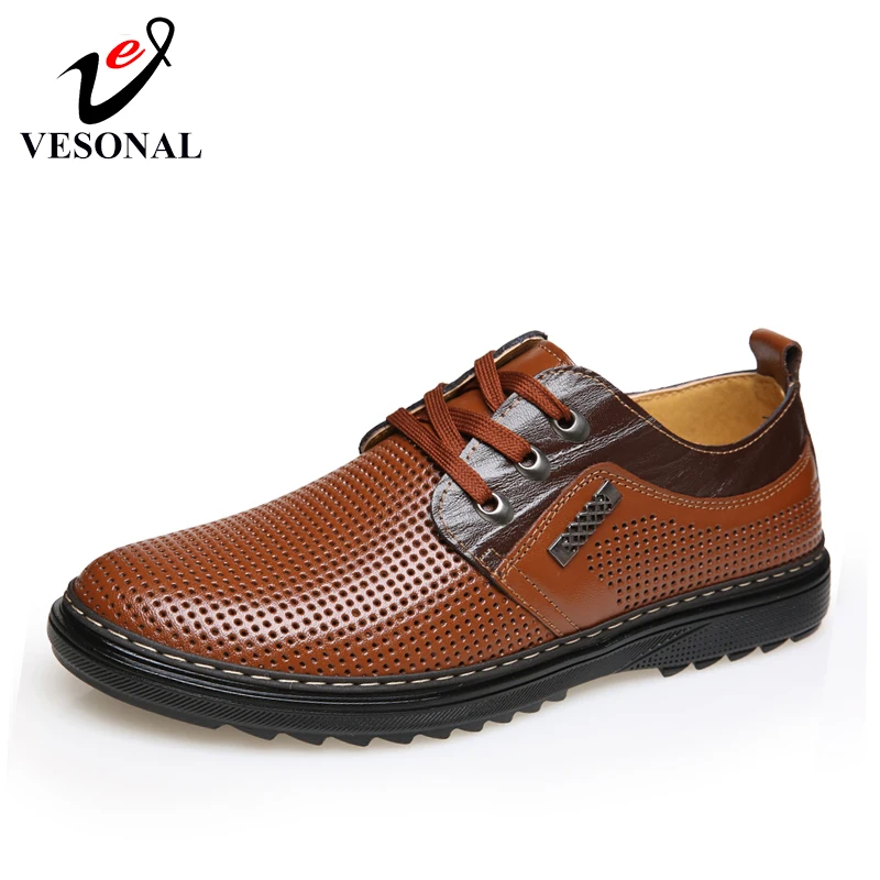 

VESONAL Brand 2019 Summer Genuine Leather Men Shoes Oxford Casual Classic Sneakers For Male Comfortable Breathable Footwear