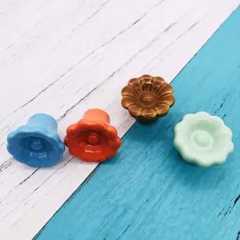 1pcs Cabinet Knobs Ceramic Decorative Sunflower Shape Drawer Pull Kitchen Cupboard Pull Dresser Door Handle 4 Color