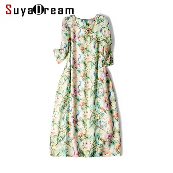 

Women Dress 100% Linen Vintage Floral Printed Chinese Style Dresses 2019 New Spring Dress for Women Knee Length