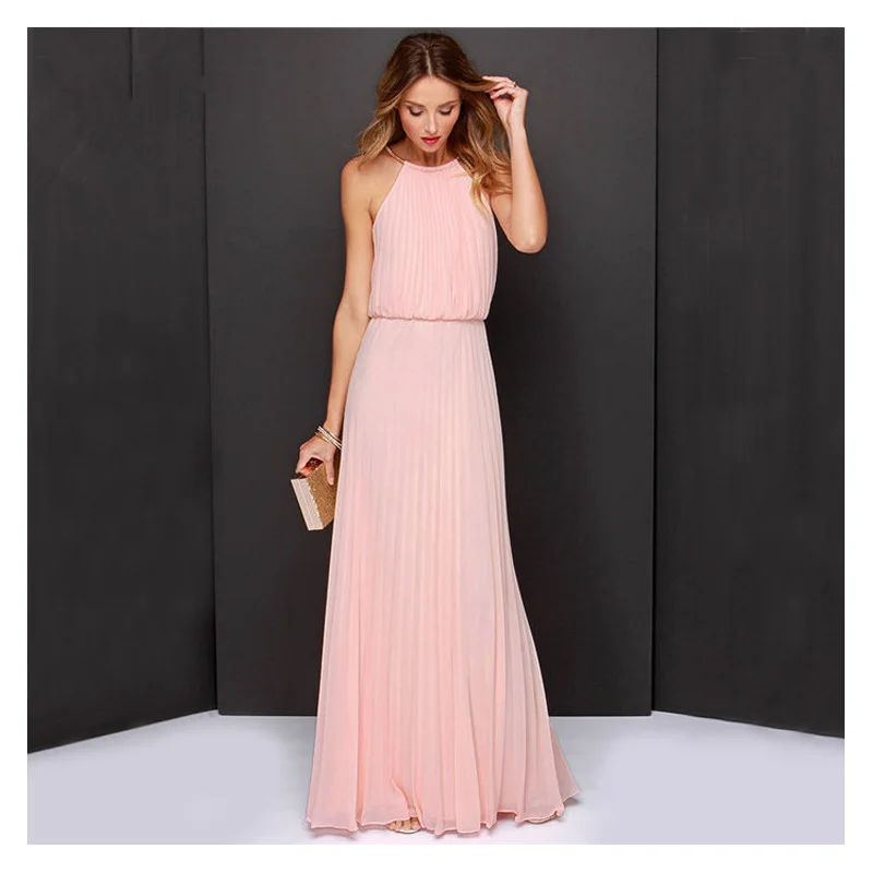 summer dress 2018 women Casual sexy Chiffon Straight maxi dress plus size Sleeveless long 