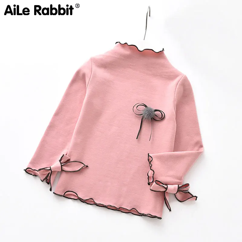 

2019 Autumn New Girls Long-sleeved Shirt Striped Cotton T-shirt Fashion Girl's Clothes Tops Fake 2 Casual Girls Costumes