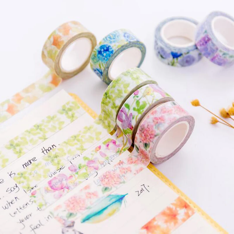 

Fresh Colored Flowers And Paper Tape Shredded Diary Decorative Sticker Student Colored PDA And Paper Tape Adhesive Paper Washi
