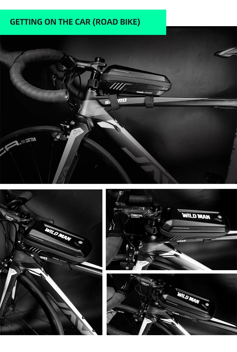 Сумка для велосипеда WILD MAN, большая емкость, жесткая оболочка, MTB, сумка для шоссейного велосипеда, водонепроницаемая, верхняя труба, углеродная, искусственная кожа, велосипедная сумка, аксессуары для велоспорта