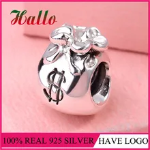 925 пробы Серебряный мешок денег Шарм для браслета Аутентичные талисманы браслет серебро 925 оригинальные украшения Berloque для женщин