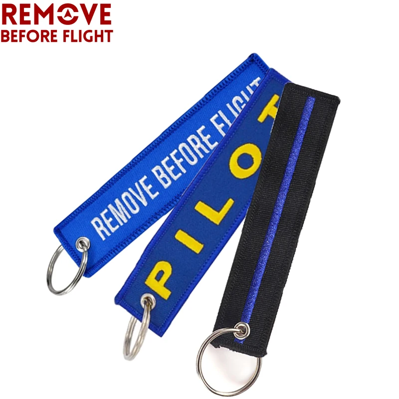 

Remove Before Flight Blue Key Ring Keychain Embroidery Luggage Tag Key Holder for porte cle moto Cool Motorcycle Chain Keychain
