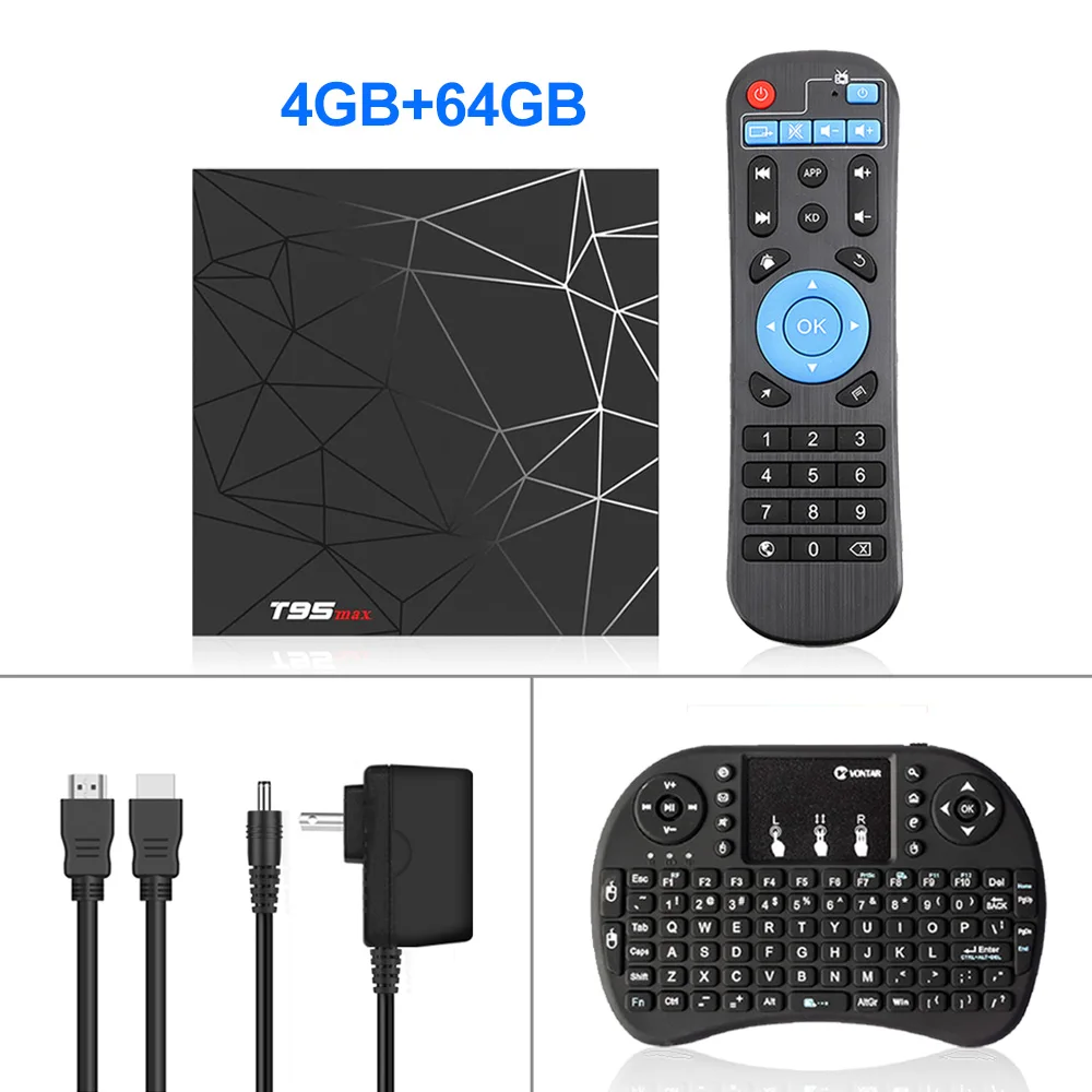 T95max Android tv Box 9,0 4 Гб 64 Гб Смарт ТВ Allwinner H6 четырехъядерный USD3.0 6K HDR 2,4 ГГц Wifi Google плеер Youtube T95 max - Цвет: 4G64G i8 keyboard