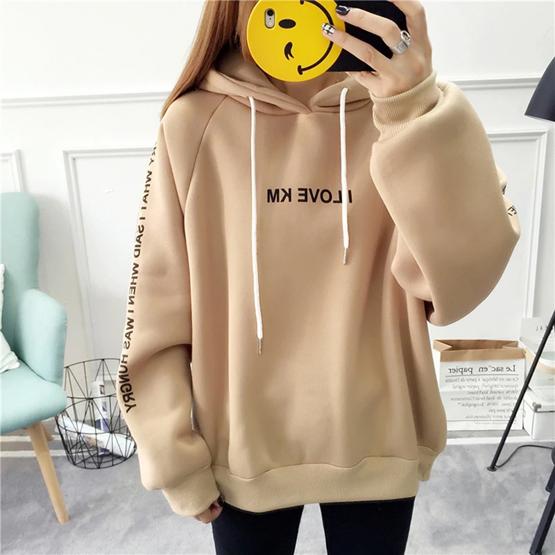 

Litthing 2019 Women Spring Warm Casual Hoodie Winter Fleece Pullover Hoody Thick Loose Women Hoodies Sweatshirt Female Plus Size