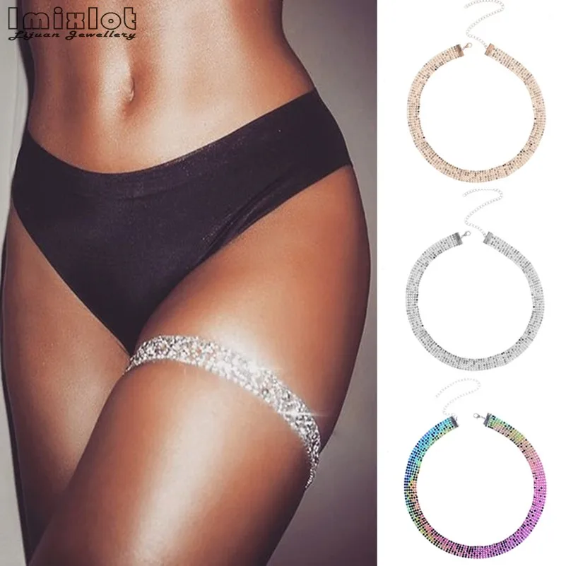 

Imixlot Shiny Rhinestone Crystal Leg Thigh Chain Beach Body Jewelry 5 Colors Sexy Jewelry Accessories For Women Ladies