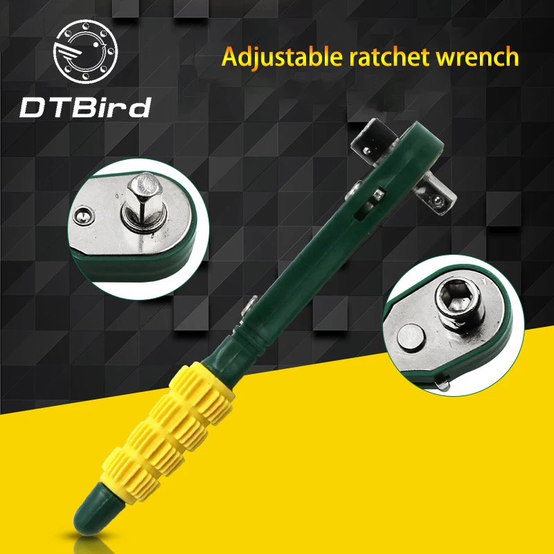 

Mini Rapid Ratchet Wrench 1/4 Screwdriver Rod Quick Socket Wrench Tools Yellow Green Adjustable Wrench Span Quick Release