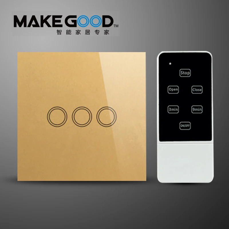

UK Standard Touchscreen and Remote Control Light Switch 3 Gang 1 Way, RF 433 Mhz, Smart Home Electric Wall Switch