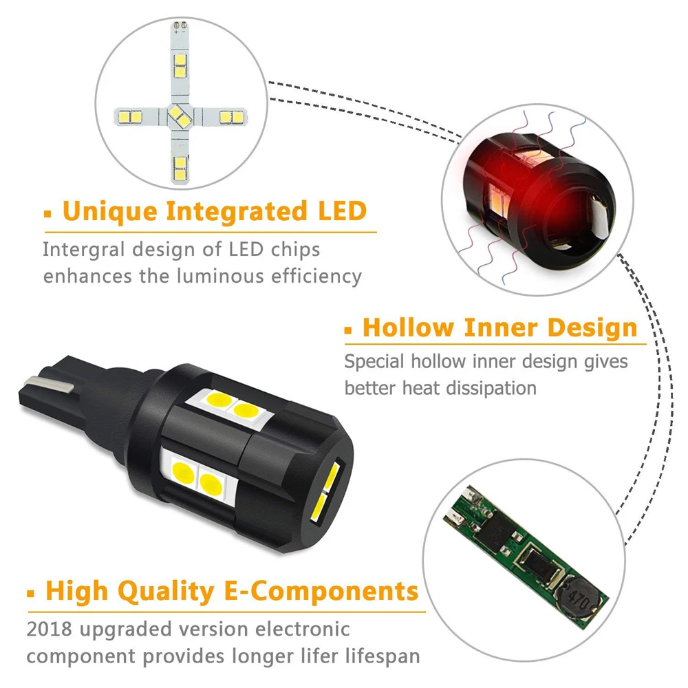2 шт. 1700LM 9 Вт W16W светодиодный светильник Canbus без ошибок T15 лампа 921 912 3030 10SMD резервный обратный светильник для Audi BMW VW Toyota Kia Ford