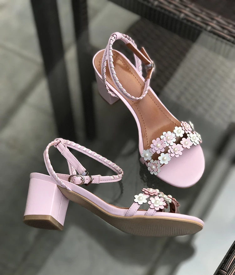 2018 Piste Pic Pic Peep Fleur Talon as Printemps Été Med Plage Sandales Toe Marque As Douce Motif Sapato Chaussures Femme Coloré Feminino FFrZwB