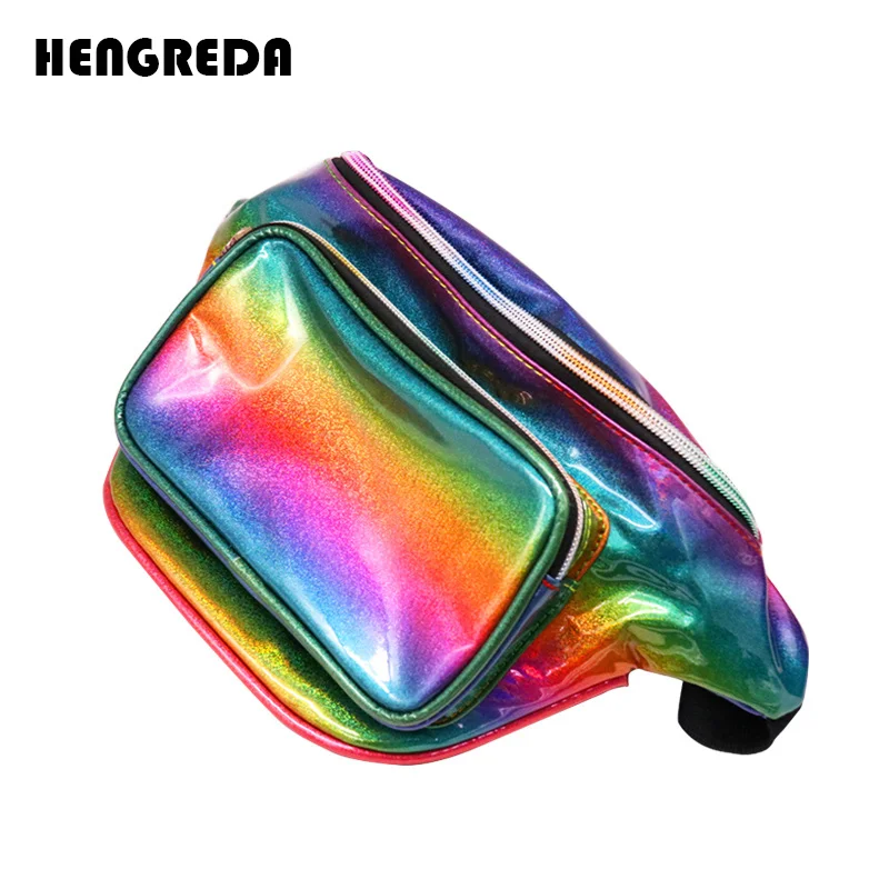 Hengreda голографическая поясная сумка блестящая неоновая ПУ Голограмма поясная сумка лазерный фестиваль металлик Бум сумка Хип карман путешествия водонепроницаемый - Цвет: Colorful