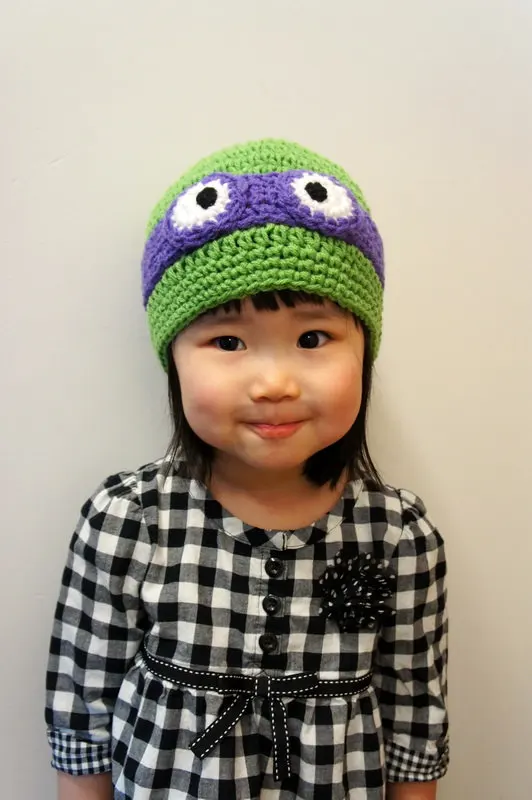

Ninja Turtles Hat, baby Donatello Ninja Hat, TMNT, Crochet Baby Hat, Animal Baby Hat photo prop 100% cotton