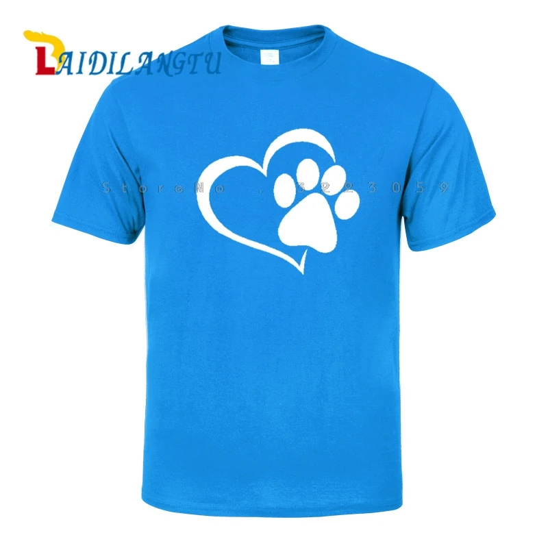 

Cute Dog Paw with Peach Heart Fashion Print T-shirt Men's Pattern Men's Print Cotton T-Shirt