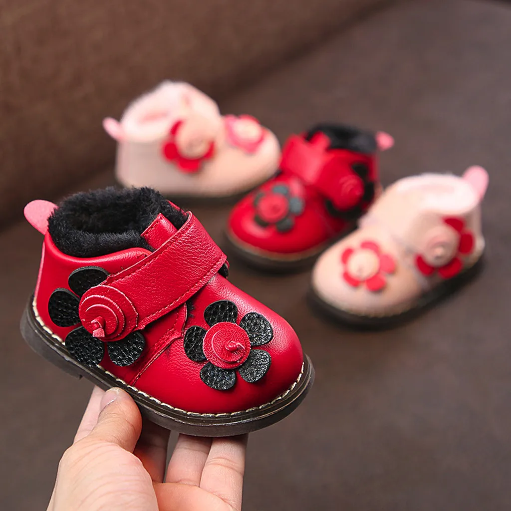 

2018 winter warm Baby Children Warm Girls Floral Sneaker Boots Snow Baby Shoes Chaussures pour enfants