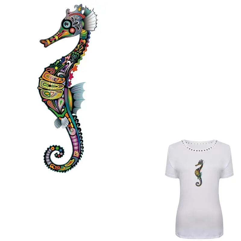 

COSBILL Sea Horse Patches For Clothing Animals DIY A-level Washable Iron On Patches Decoration Heat Transfers Stickers Y-061