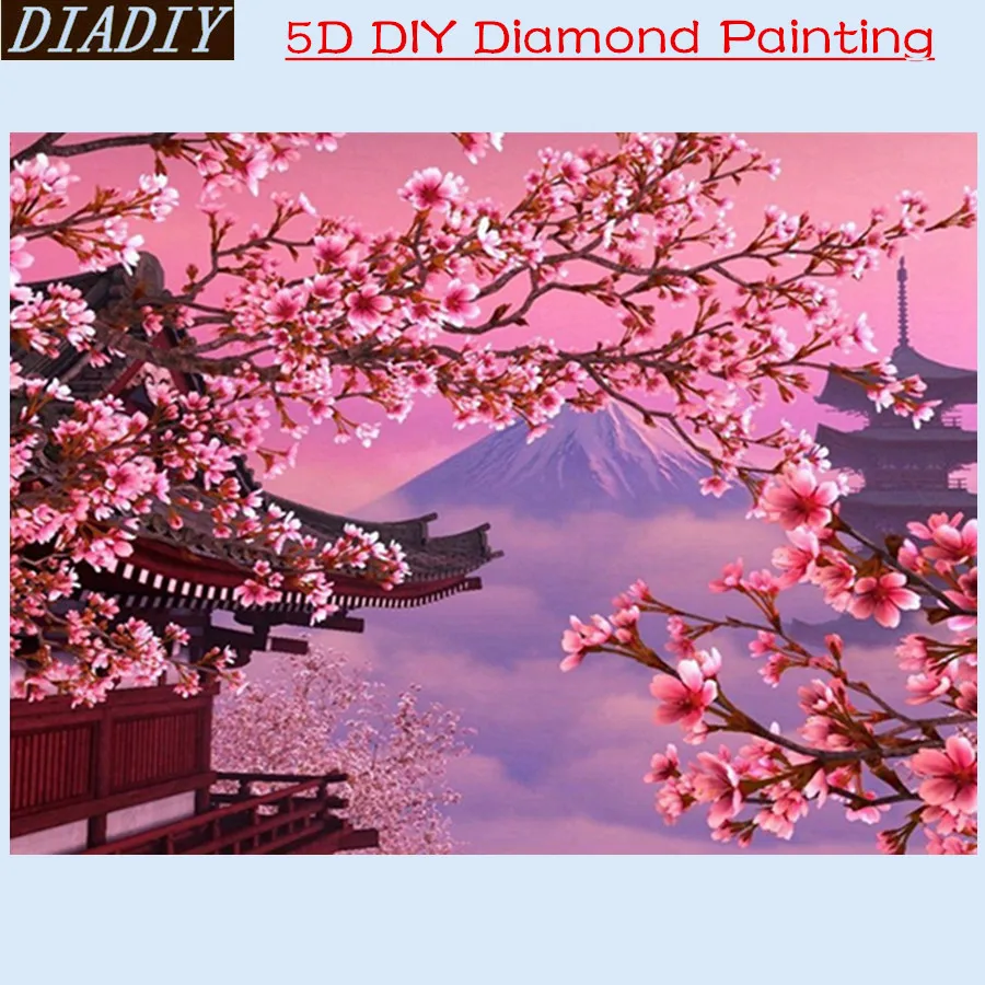 5D DIY Алмазная картина вышивка японская Гора Фудзи Слива пейзаж хобби и ремесла