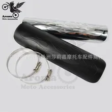 chrome sliver motorbike Exhaust Muffler Pipe protect Flame Hollow Motorcycle Exhaust Pipe Heat Shield Cover Heel Guards black
