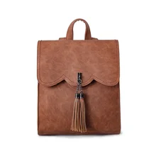Vintage Women Backpack High Quality PU Leather Women’s Backpack Tassel School Bag for Teenage Girls Mochila Escolar College Wind