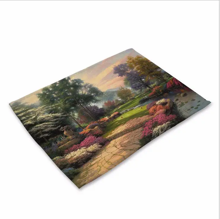 Акварельная картина Деревенский коврик из ткани, декоративный коврик для стола, кухонный гарнитур H322 - Цвет: 2