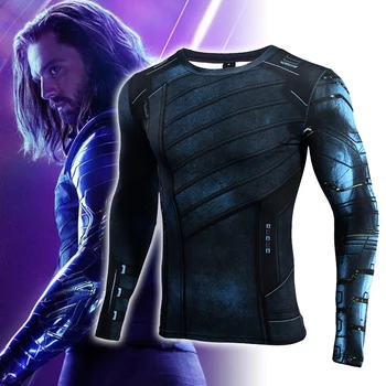 

Avengers 3 Infinity War The Winter Soldier Cosplay 3D Printed Long Sleeve Tees Tight Compression Fitness Bodybuilding T shirt