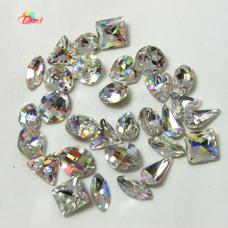 

10pcs/lot Rhinestones for nails Diamond 3D Nail Art Decorations Design Extremely Bright Rainbow Color K9 Nail Decals Pointed