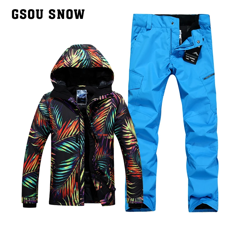 

Gsou snow double Snowboard suit men's suit outdoor winter thickening ski suit windproof and waterproof