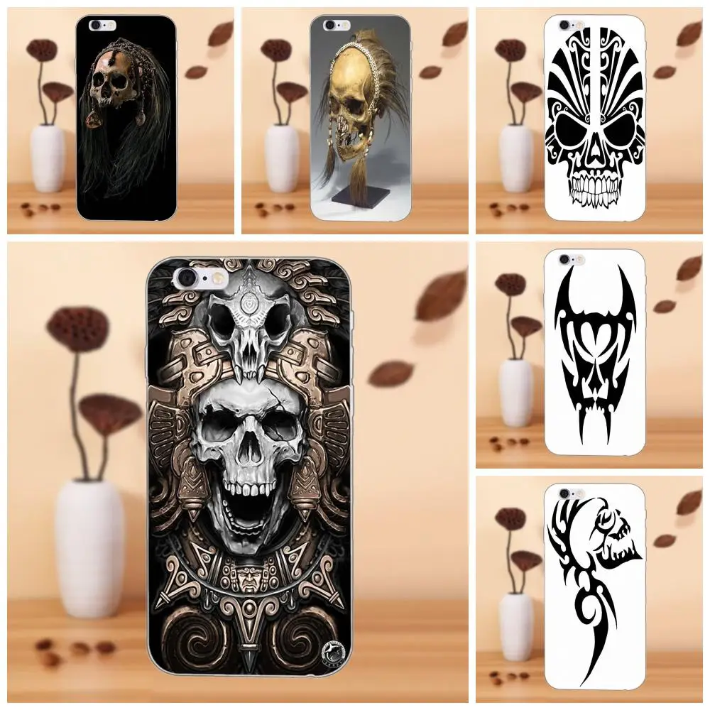 

For Xiaomi Redmi Note 2 3 3S 4 4A 4X 5 5A 6 6A Pro Plus Soft Silicone TPU Transparent Phone Coque Tribal Skull