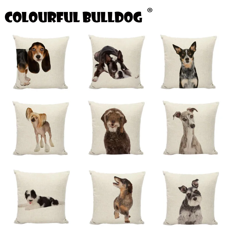 

Gifts New Dogs Cushion Covers Labrador Old English Sheepdog Black And White French Bulldog Printed Dorm Family Decor Pillowcases