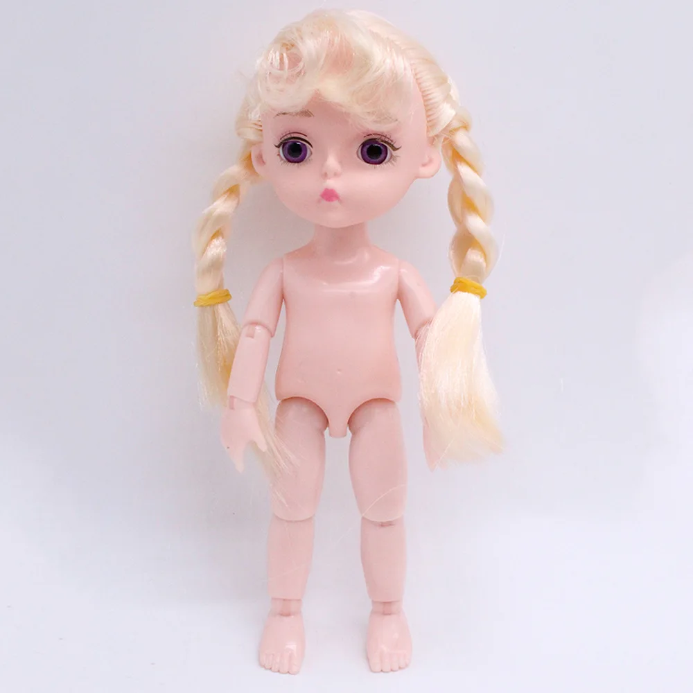 15 см детская кукла игрушка серебристые волосы одеваются куклы девушки BJD кукла игрушка с 3D глазом модная Оригинальная кукла Дети подарок детские игрушки для девочки - Цвет: Double Braid Gold