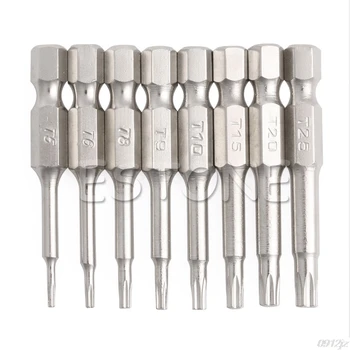 

New 8Pcs Magnetic Head Bits S2 Chrome Plated Steel 50mm Torx Screwdriver Bit Set New Drop ship qiang