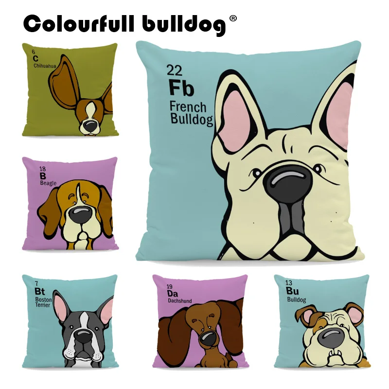 

Cartoon Dog Pillow Cushion Cover Cavalier King Charles Spainel Pillowcase Boston Terrier Pomeranian Sofa Decorative Throw Pillow