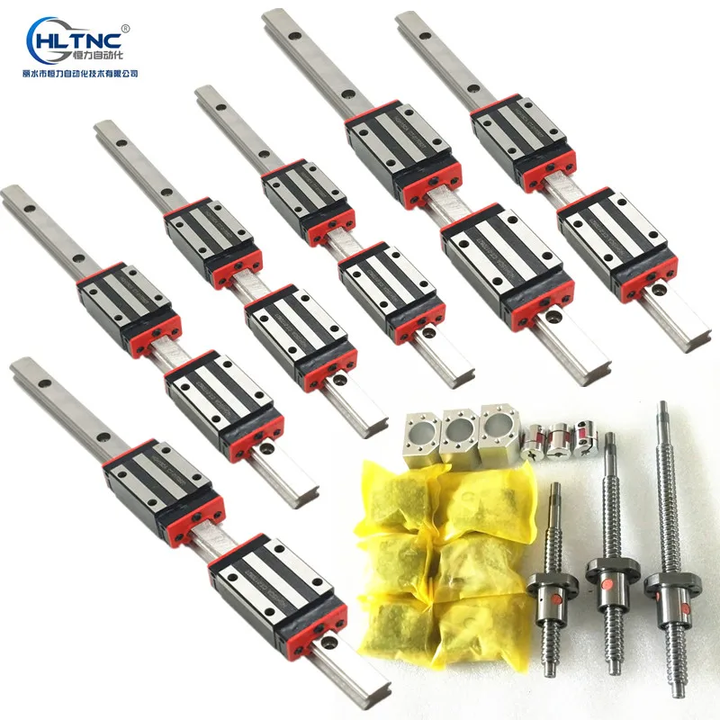 

4pcs 20-1500mm liner guideway rail 12 pcs GHH20ca+ SFU2005-550/1050/1550mm FF/FK15 end machining C7