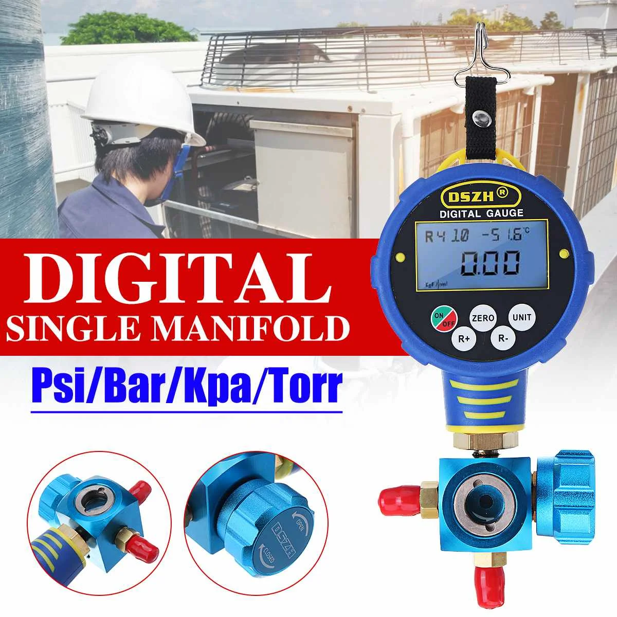 

Refrigerant Digital Pressure Gauge Vacuum Gauge Air Conditioning Single Valve Vacuum Pressure Temperature Tester Instruments New