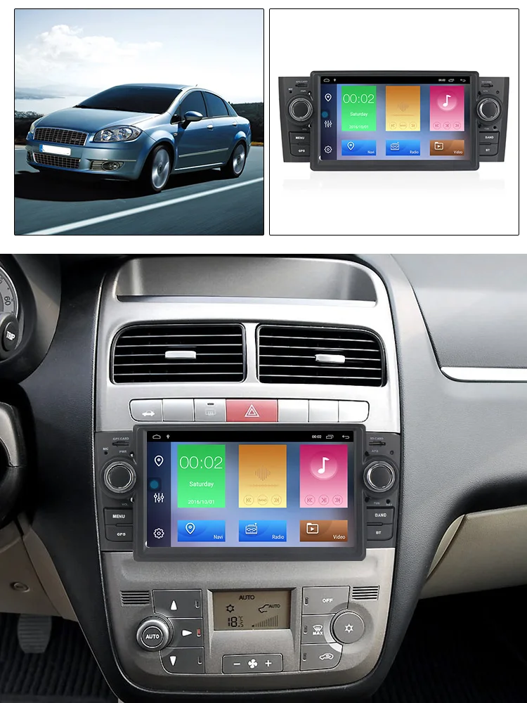 Discount Car Multimedia player GPS Android8.1 Android9.1 Car Radio 1 Din DVD For Fiat/Grande/Punto/Linea 2007-2012 Radio FM steering 15