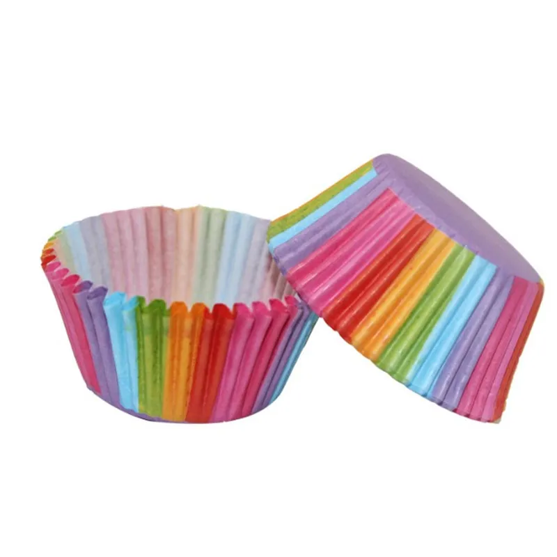

TTLIFE 100 Pcs Rainbow Color Cupcake Liner Paper Baking Cup Muffin Cases Cake Mold Small Cake Box Cup Tray Decorating Tools