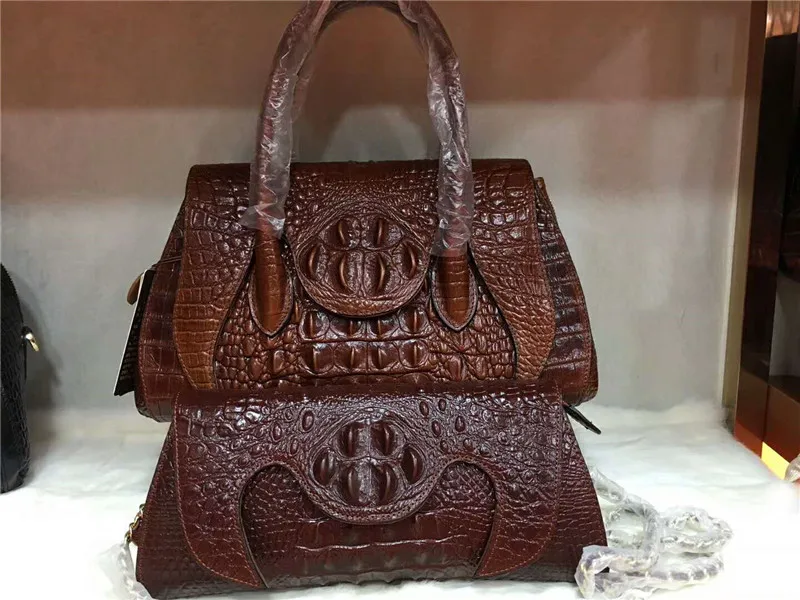 

DIOLEVY Brand Women Leather Handbags Crocodile Pattern genuine leather women Bags fashion lady Shoulder Bag