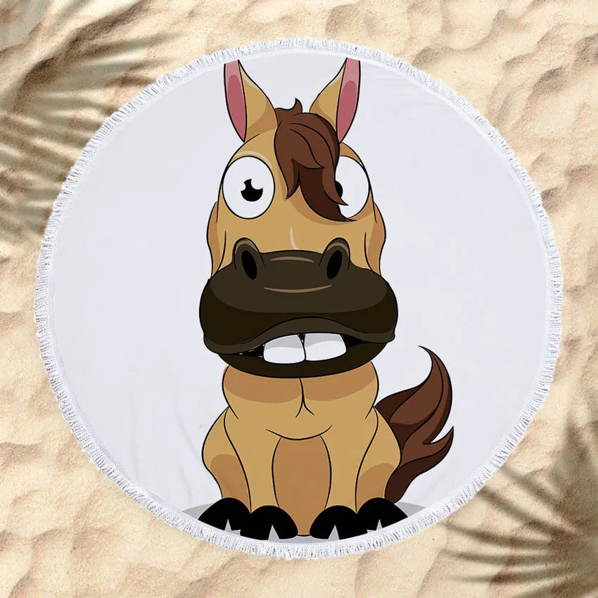 

Beach Towels Summer Round Towel India Style Microfiber for Adults Kids Bath Shower Towels Yoga Mat Blanket with Tassels Animal